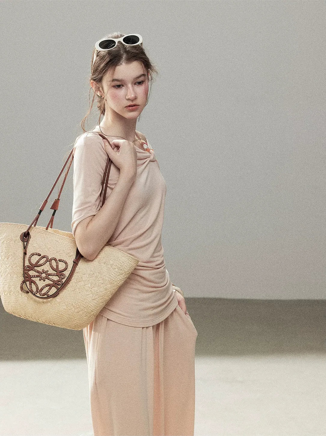 Knot Drape Midi Skirt Set