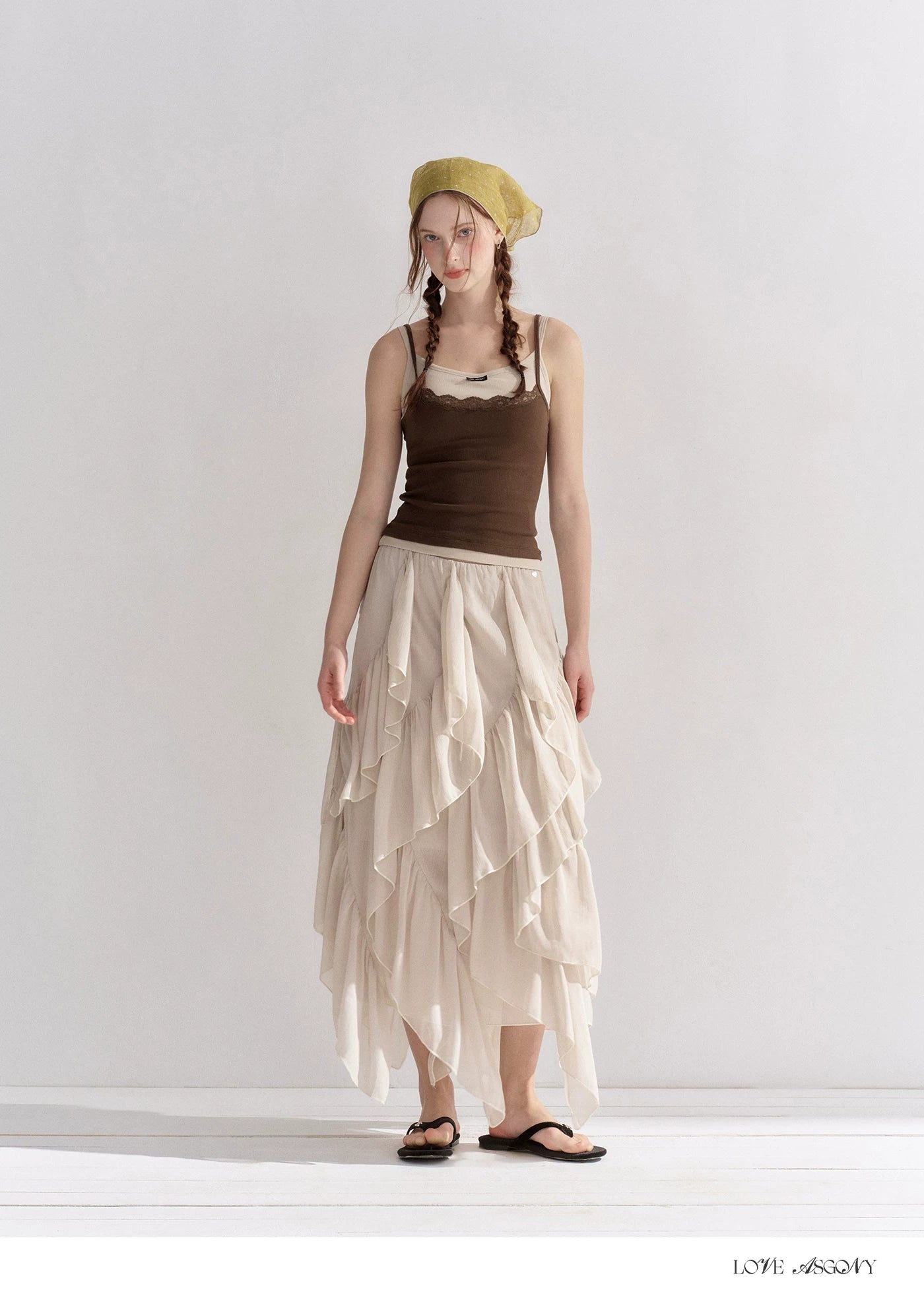 Irregular Ruffle Edge Chiffon Skirt