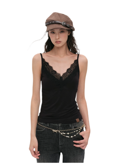 Lace Trim Built-In Bra Cami