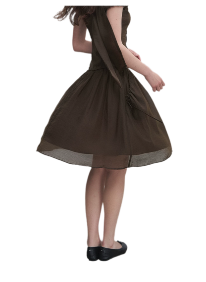 Tie-Neck Flared Skirt Set