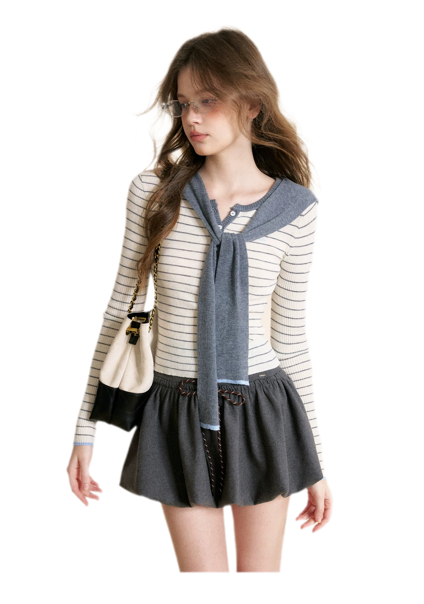 Wool Blend Shawl Knit Top