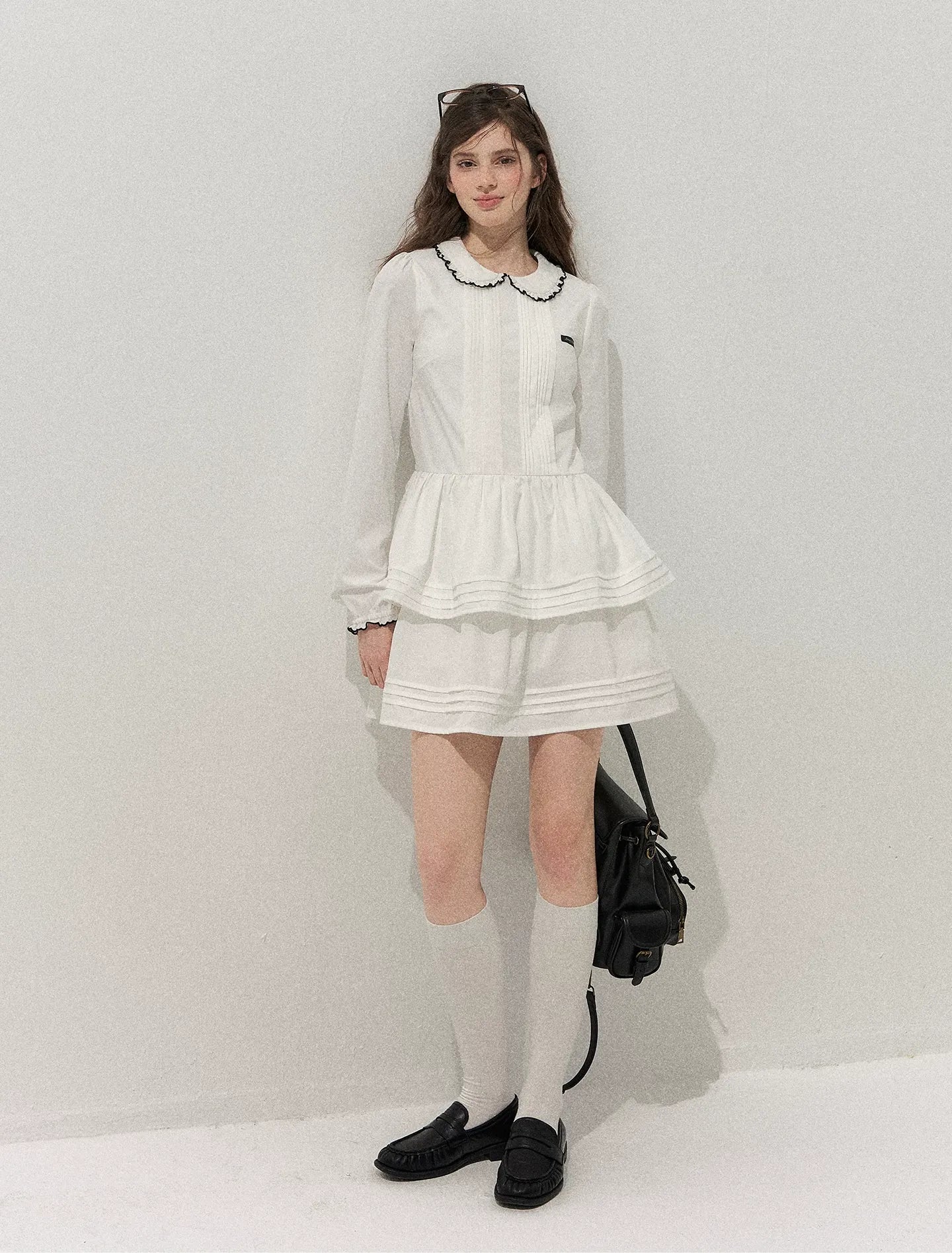 Pleated Peter Pan Collar Dress