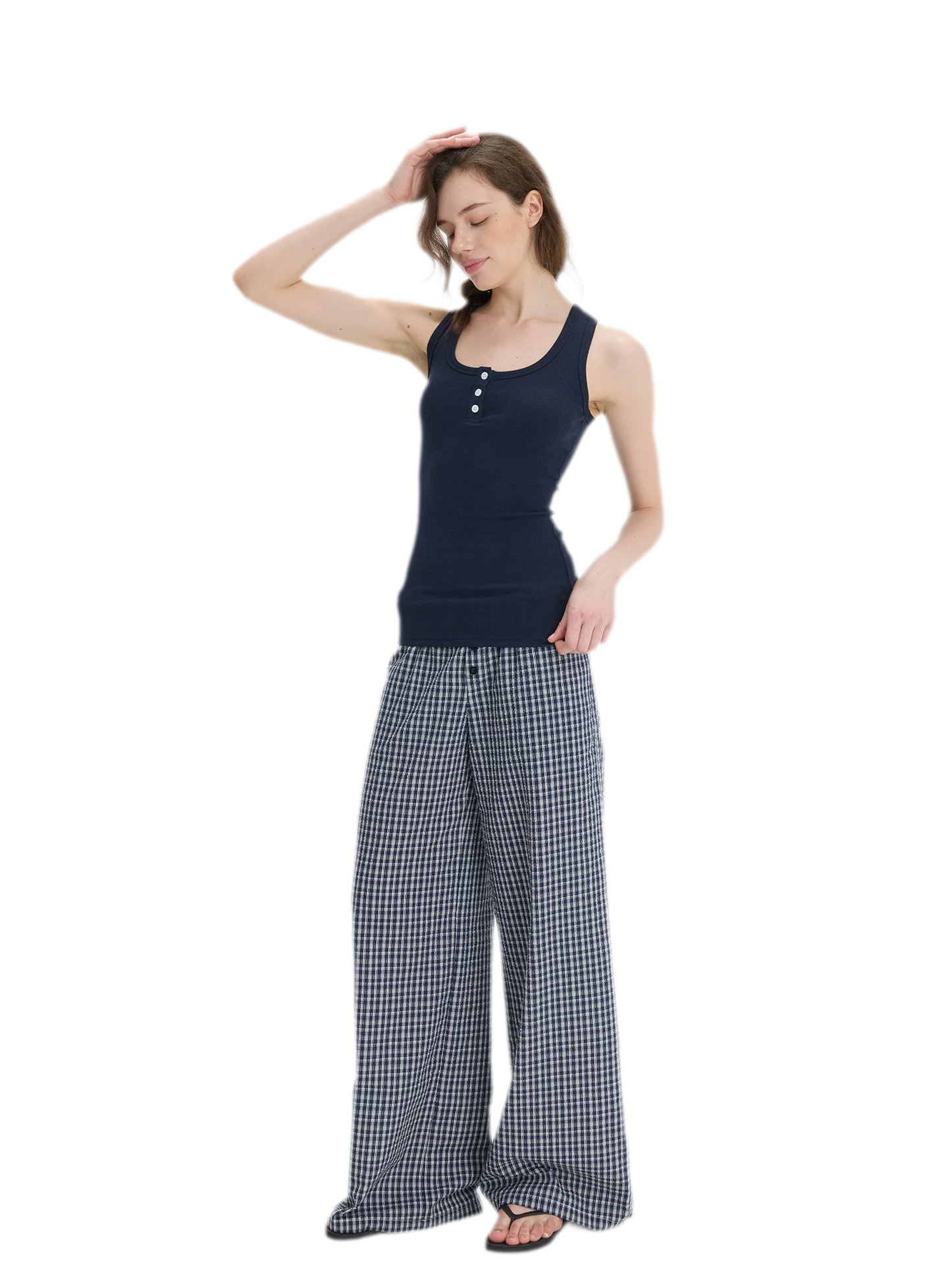 Ribbed Slim-Fit Henley Tank