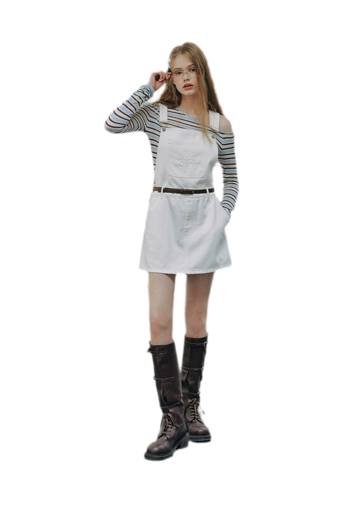 Cotton Denim Pinafore Mini Dress