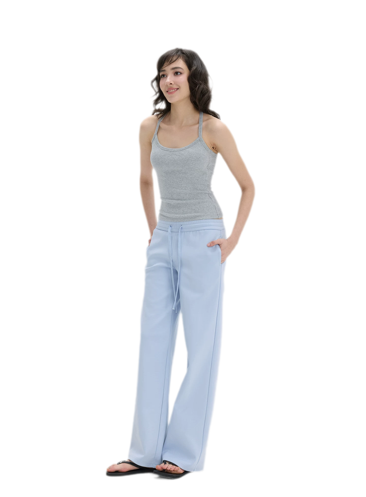 Low-Rise Wide-Leg Loose Sweatpants