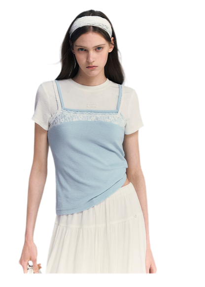 Lace Trim Layered Tee