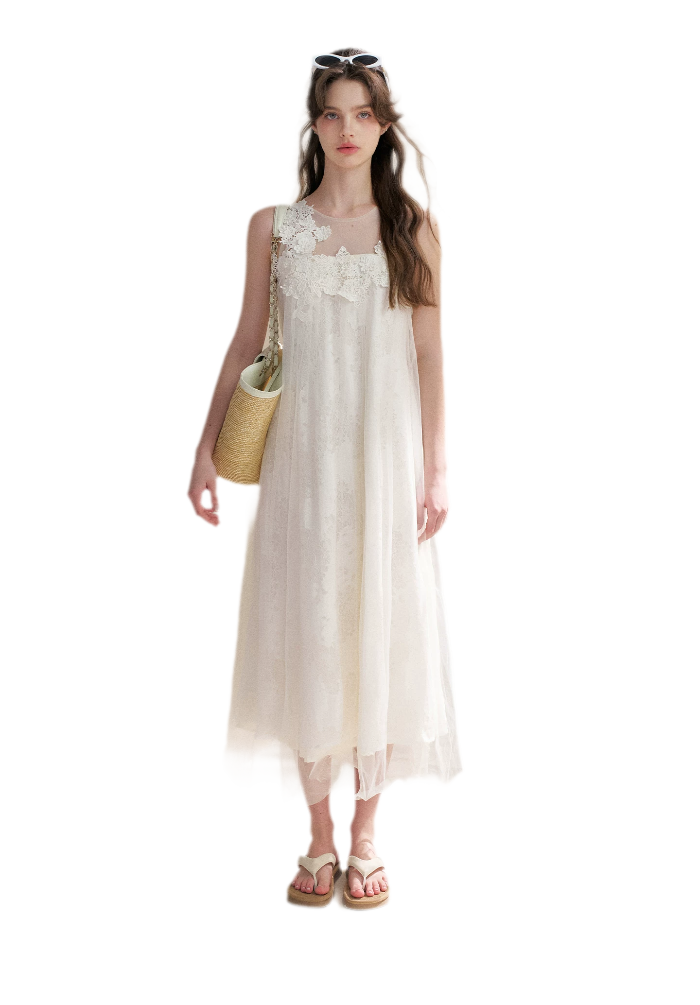 Sleeveless Mesh Lace Dress