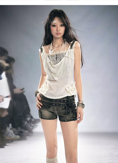 Sequin Lattice Pocket Cami