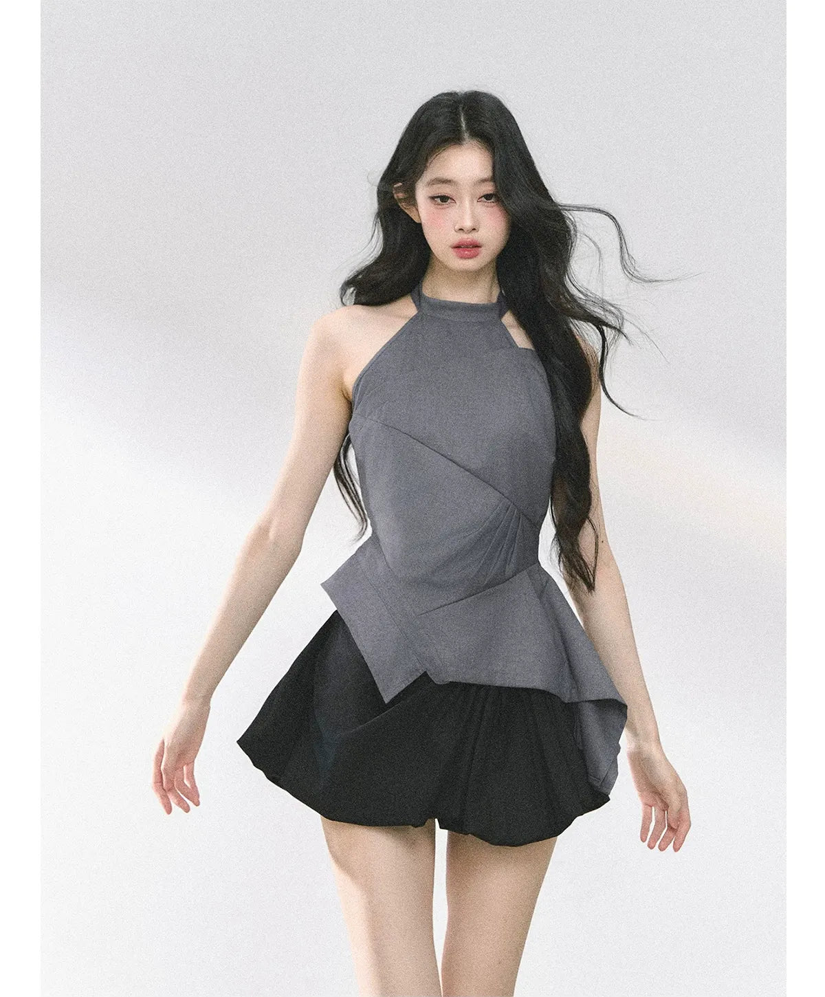 Halter Sculpted Crop Tee