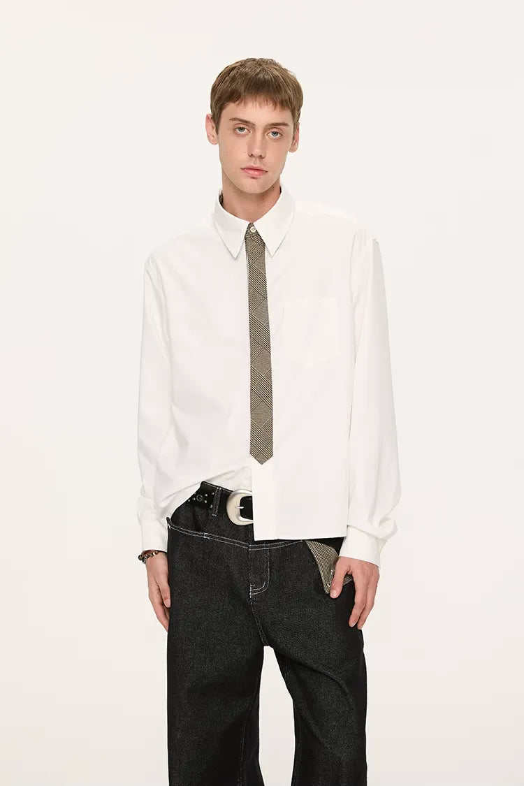 Plaid Tie-Front Long-Sleeve Shirt