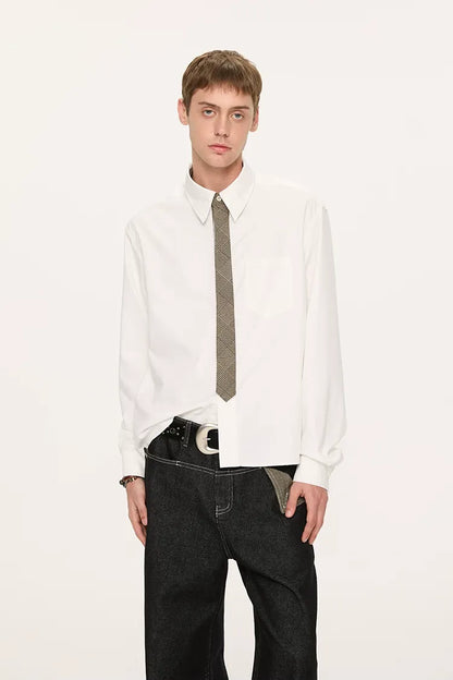 Plaid Tie-Front Long-Sleeve Shirt