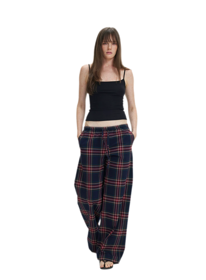 Vintage Plaid Low-Rise Bottoms