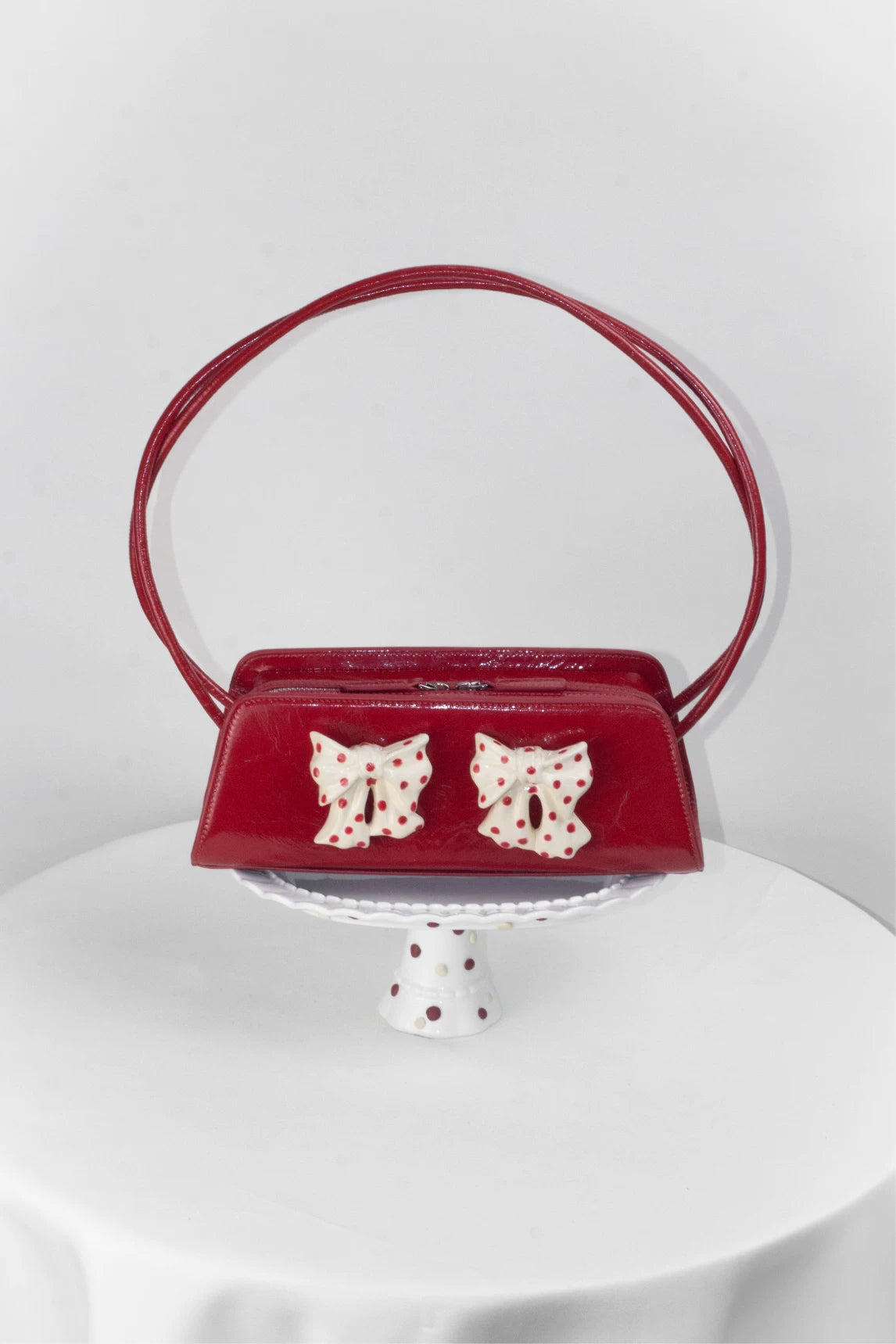 Ceramic Bow Leather Shoulder Bag