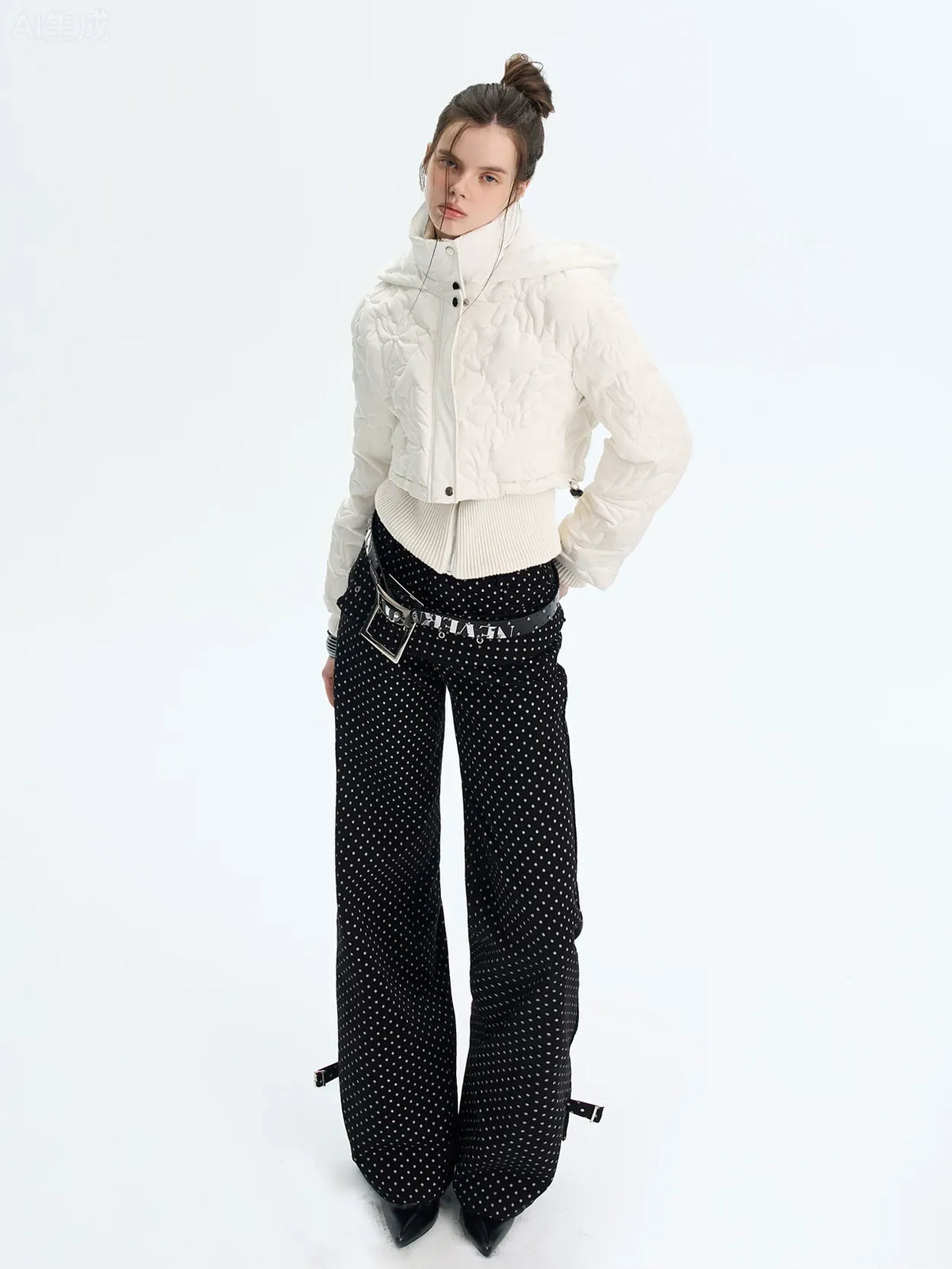 Quilted Cropped Hooded Down Jacket