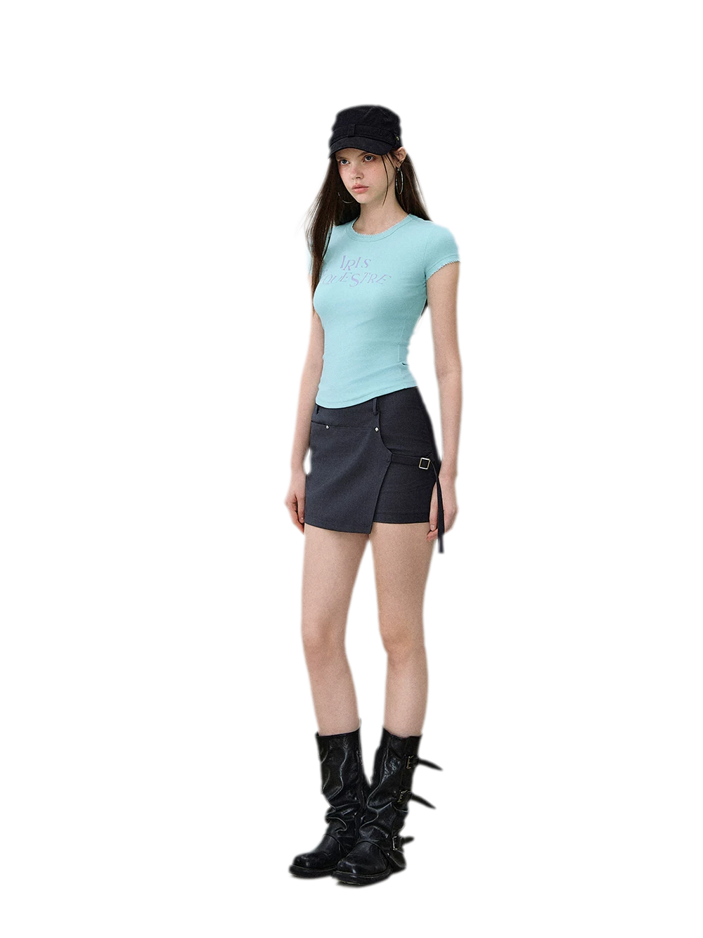 Tencel-Cotton Letter Print Slim T-Shirt