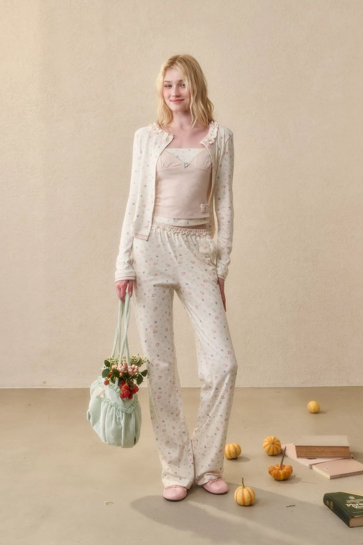 Fruit Print Layered Knit Set