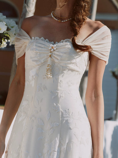 Floral Textured Ruched Maxi Dress