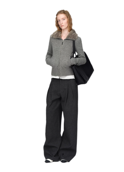 Wool Ribbed Fitted Cardigan