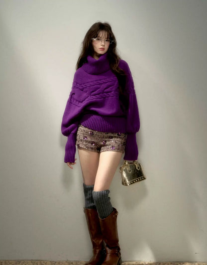 Sequin Bouclé Fitted Shorts