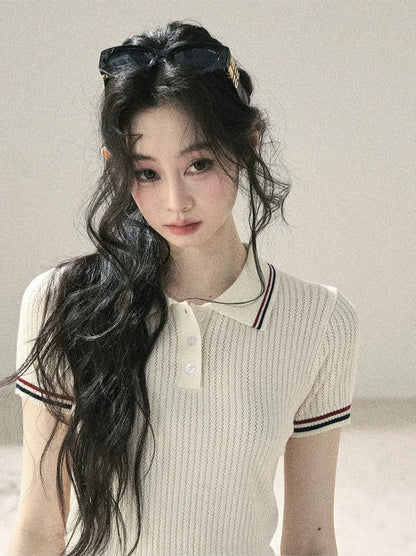 Ribbed Knit Polo Set