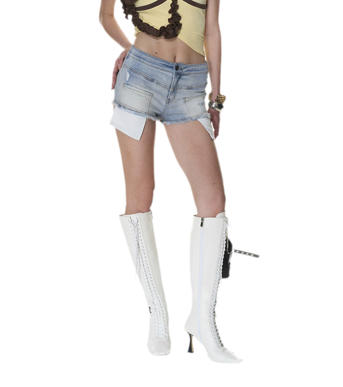 Washed Distressed Denim Shorts