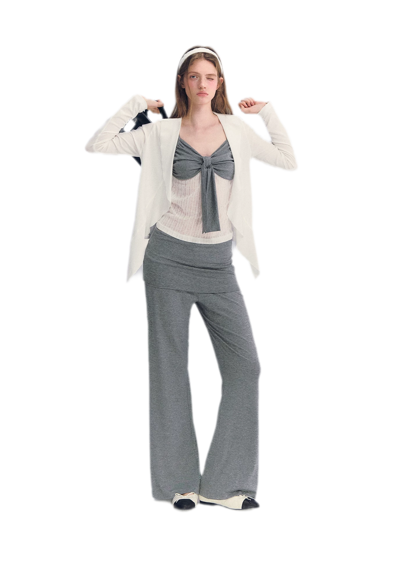 Ruffled Drape Knit Set