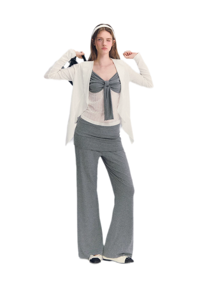 Ruffled Drape Knit Set