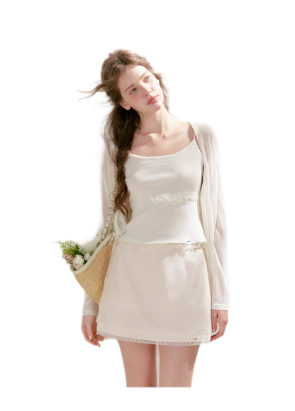 Lace Trim A-Line Mini Skirt