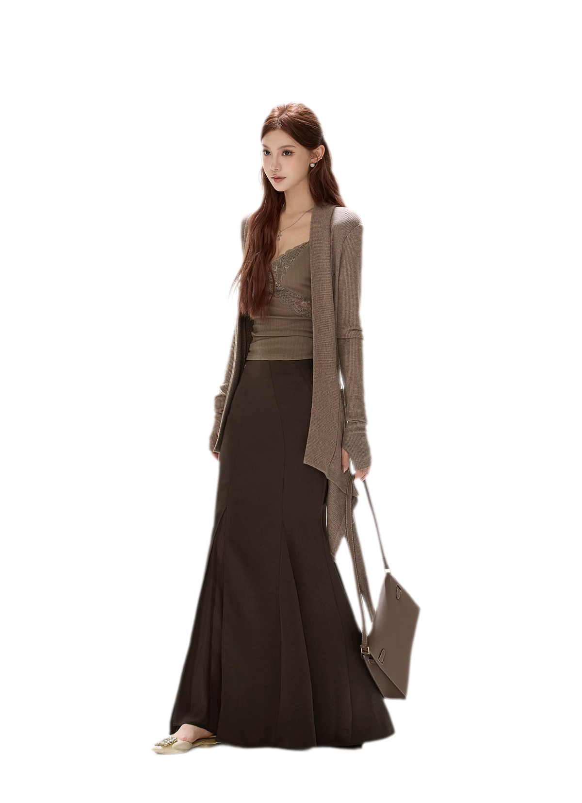 Matte Drape Irregular Hem Cardigan