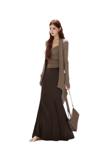 Matte Drape Irregular Hem Cardigan