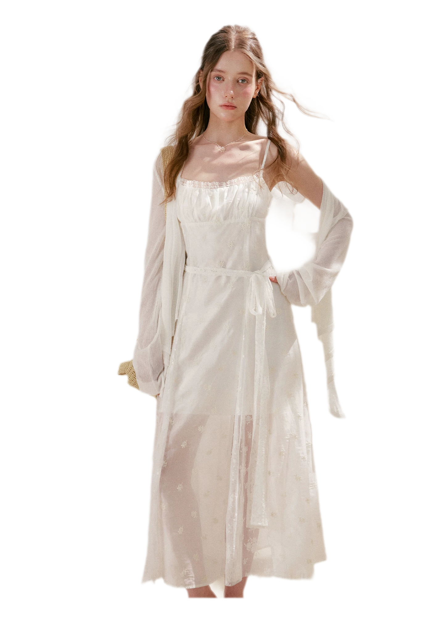 French Embroidered A-line Dress