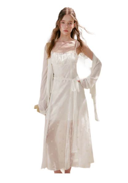 French Embroidered A-line Dress