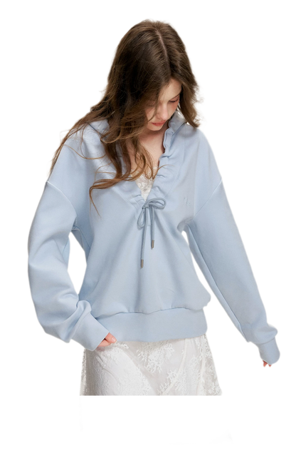 Cotton-Feel Ruched Oversized Hoodie