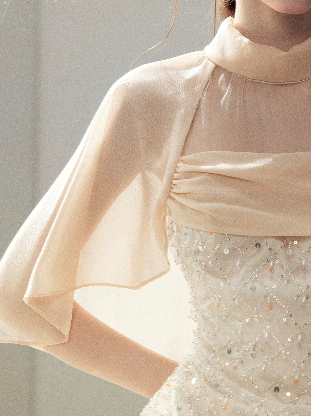 Textured Sequin Cape Top