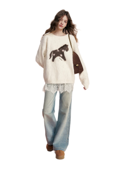 Brushed Horse Jacquard Sweater