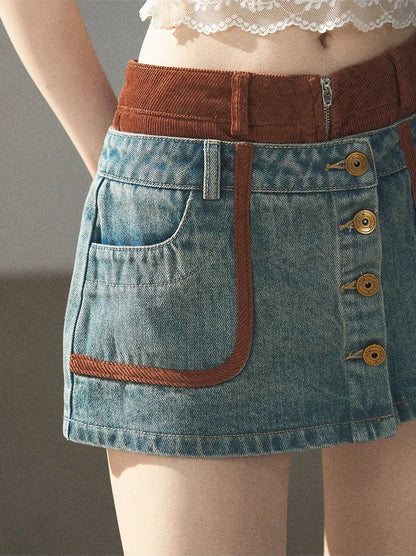 Washed Denim Jacket Skirt Set
