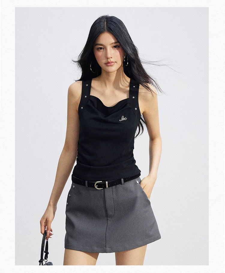 Star Pleated Sleeveless Top