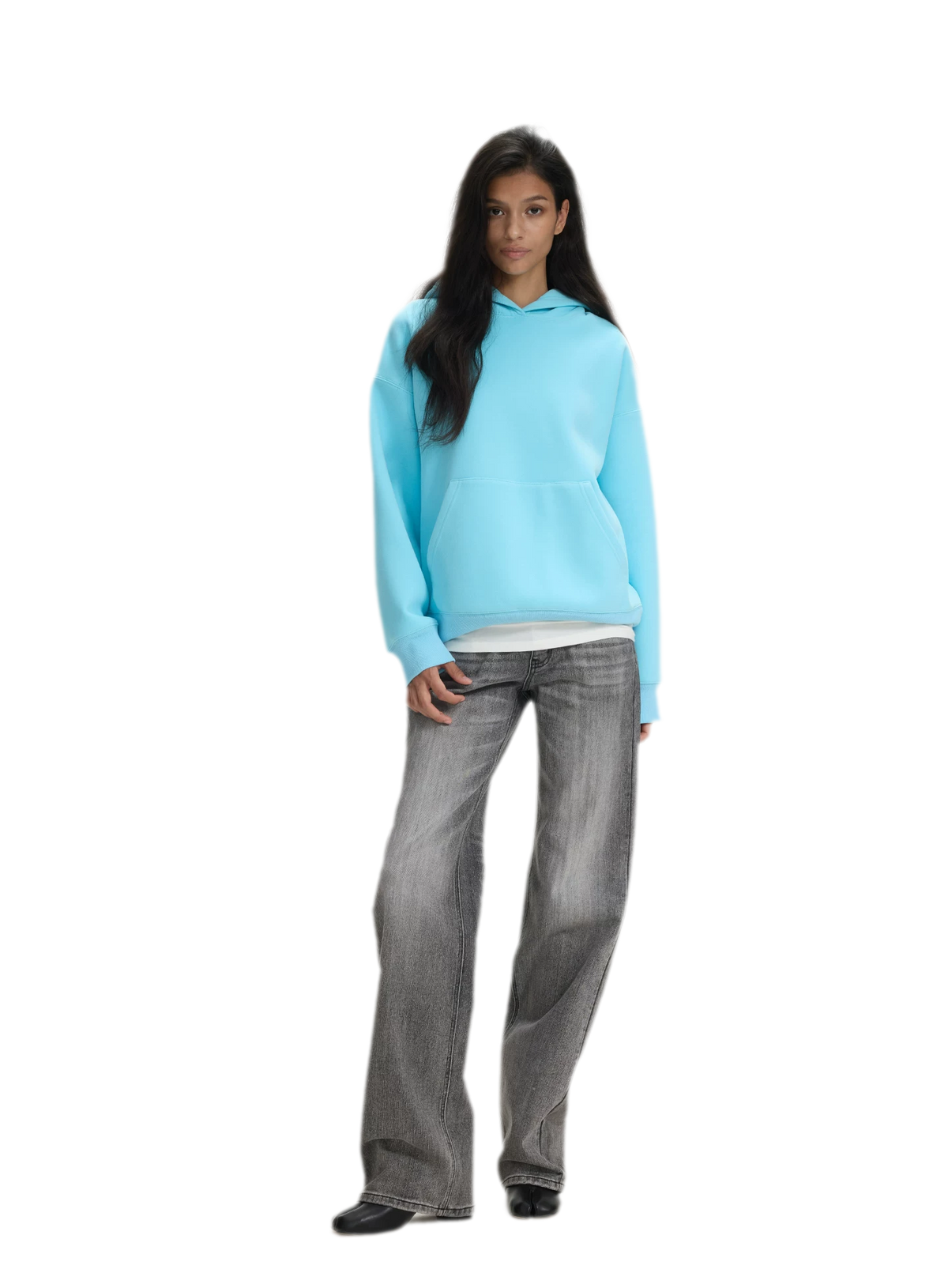 Brushed Hooded Cropped Sweatshirt