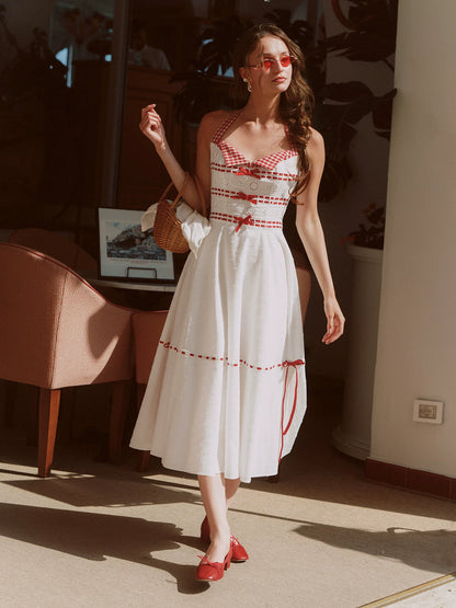 Cotton Embroidered Halter Dress