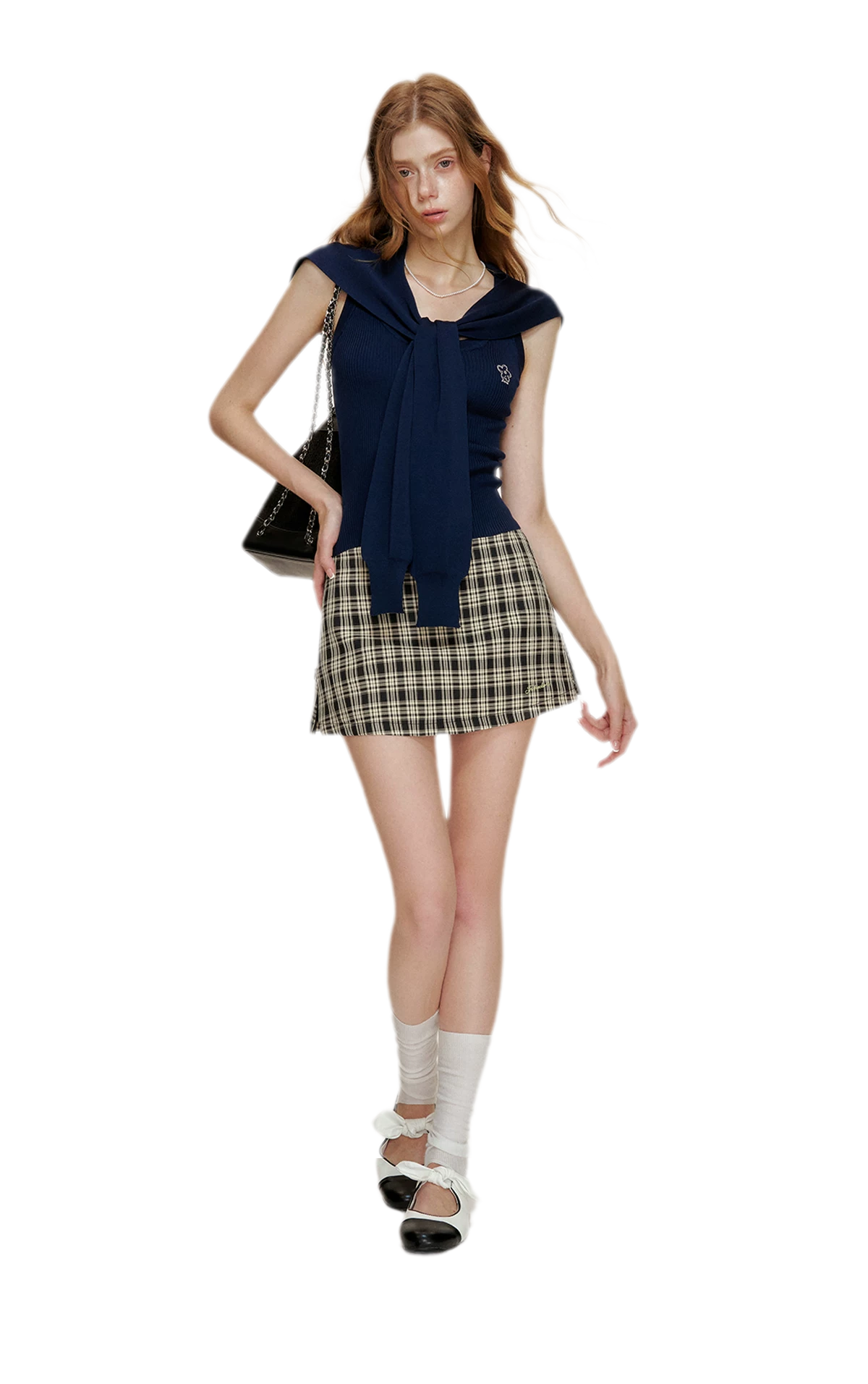 Soft Tencel Navy Shawl Tank