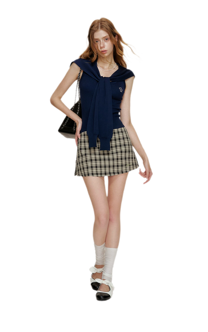 Soft Tencel Navy Shawl Tank