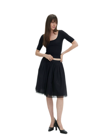 Pleated Chiffon Midi Skirt