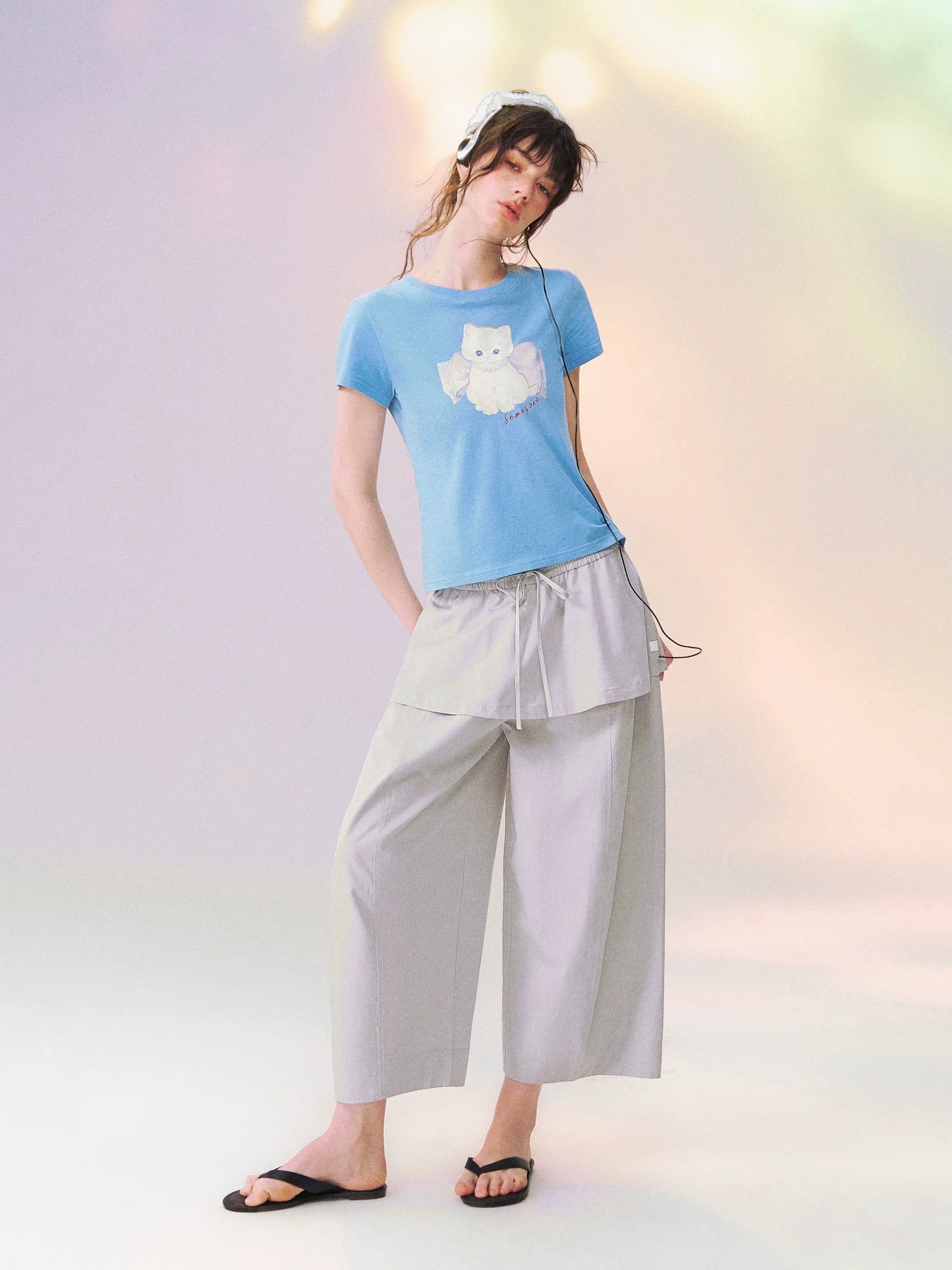 Bow Knot Kitten Short Sleeve T-shirt