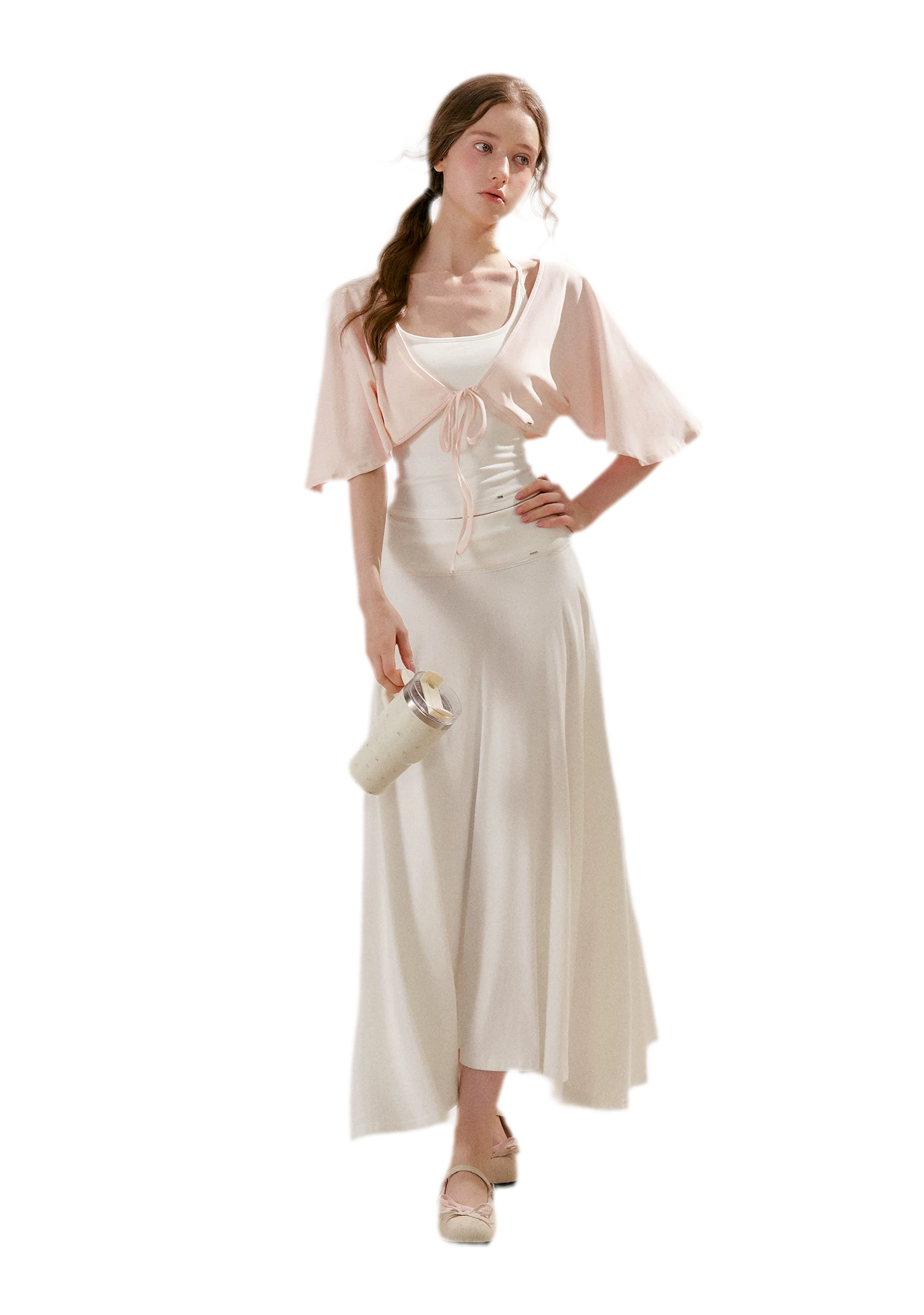 Airy Cloud Feel Halter U-Neck Vest and Batwing