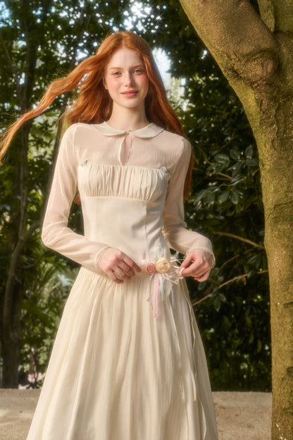 Satin Tencel Vintage Collar Dress