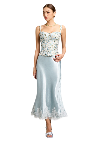 Jacquard Camellia Corset Top