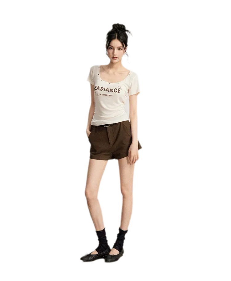 Rhinestone Cotton Summer Shorts