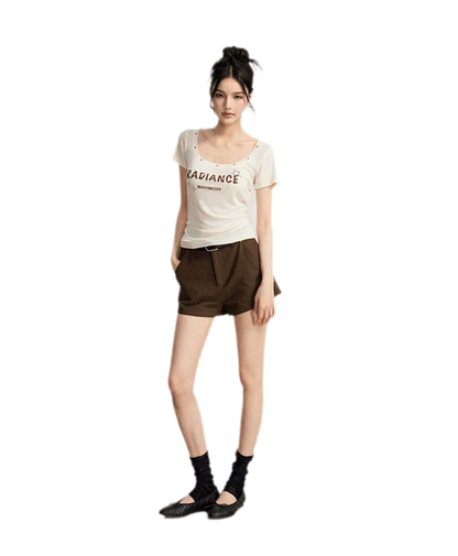 Rhinestone Cotton Summer Shorts