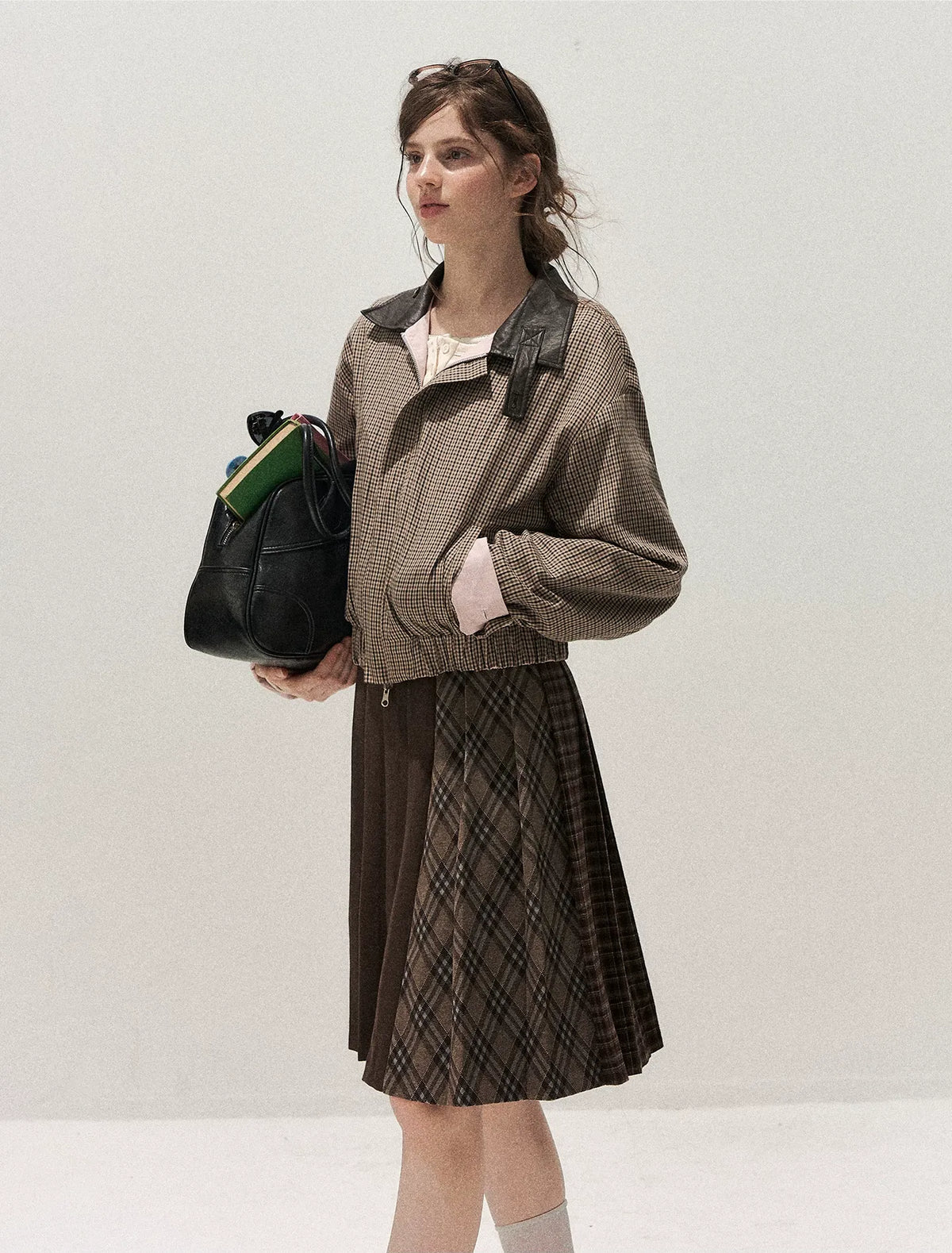 Reversible Houndstooth Cropped Jacket