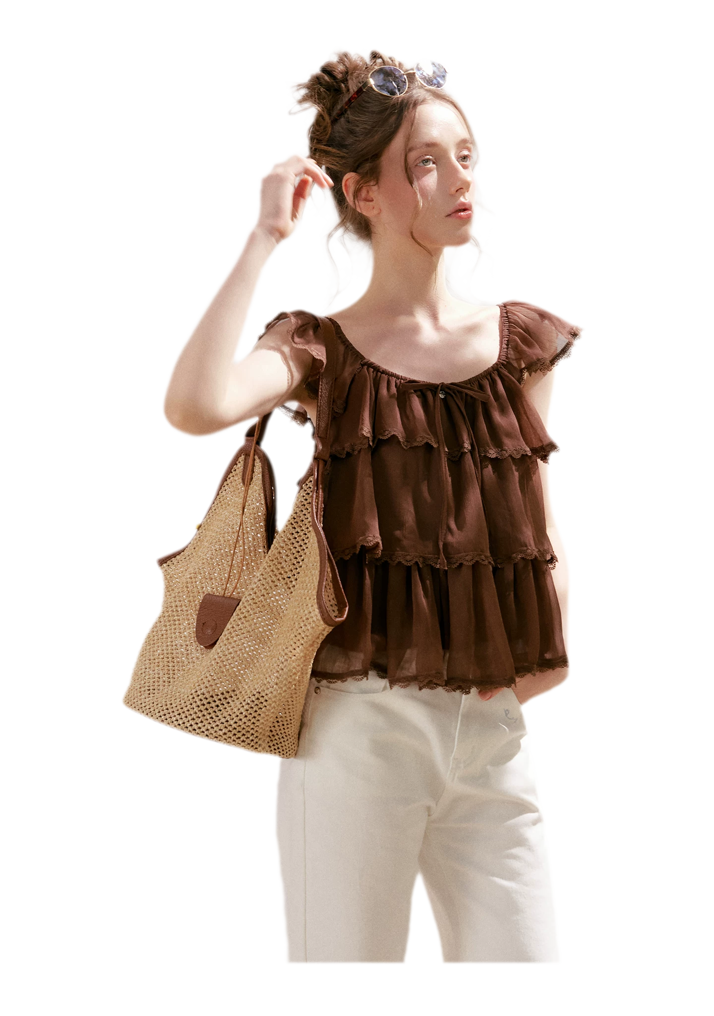 Tiered Ruffle Chiffon Blouse